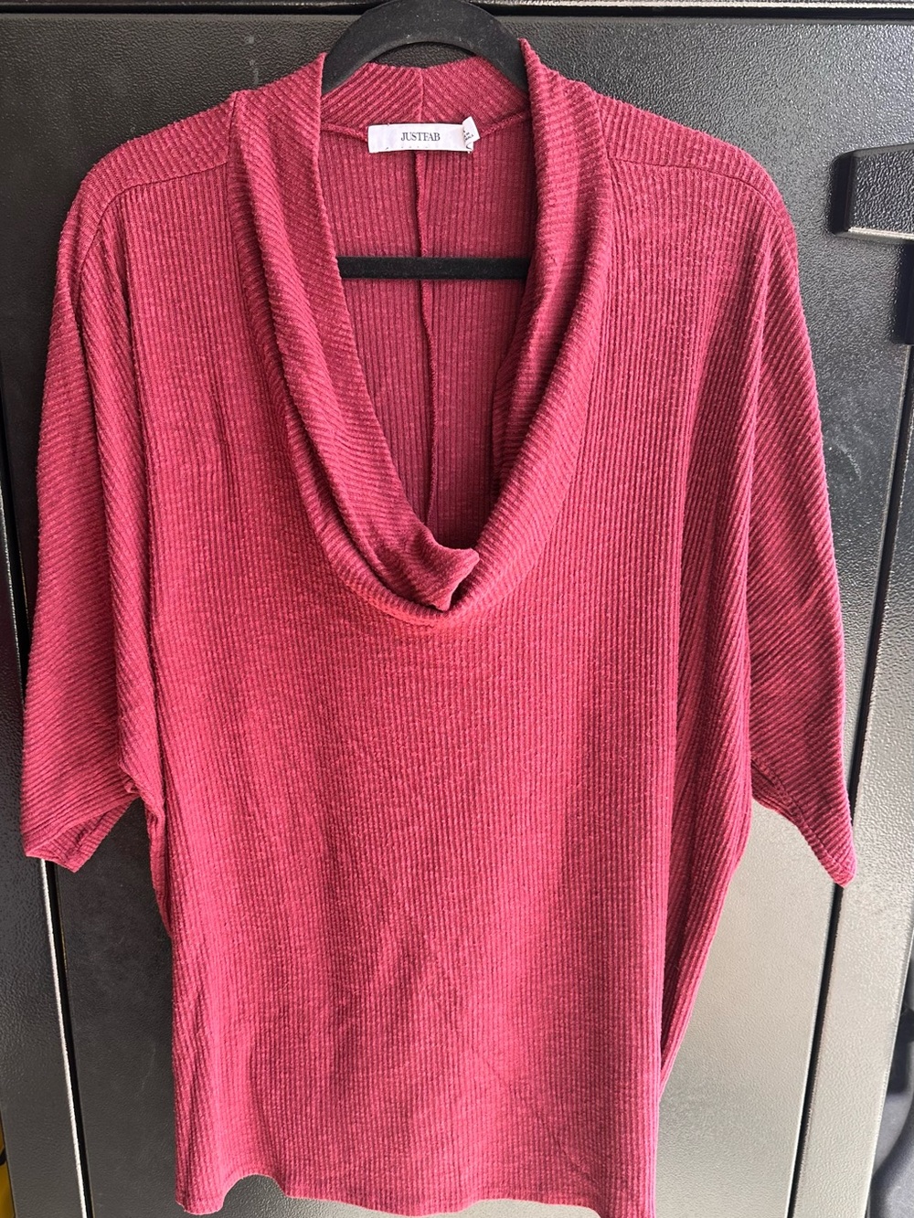 JUSTFAB Maroon Cowl Neck Ribbed Women’s Sweater